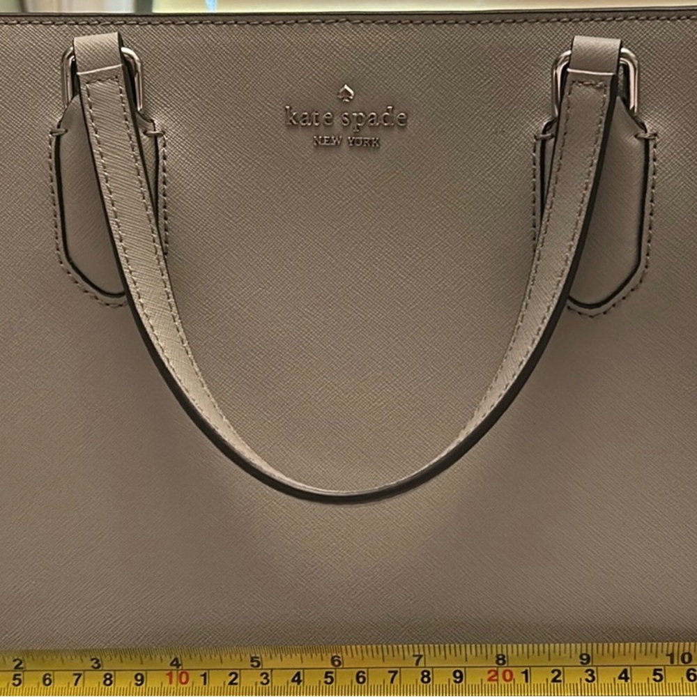 kate spade platinum silver leather satchel with silver logo